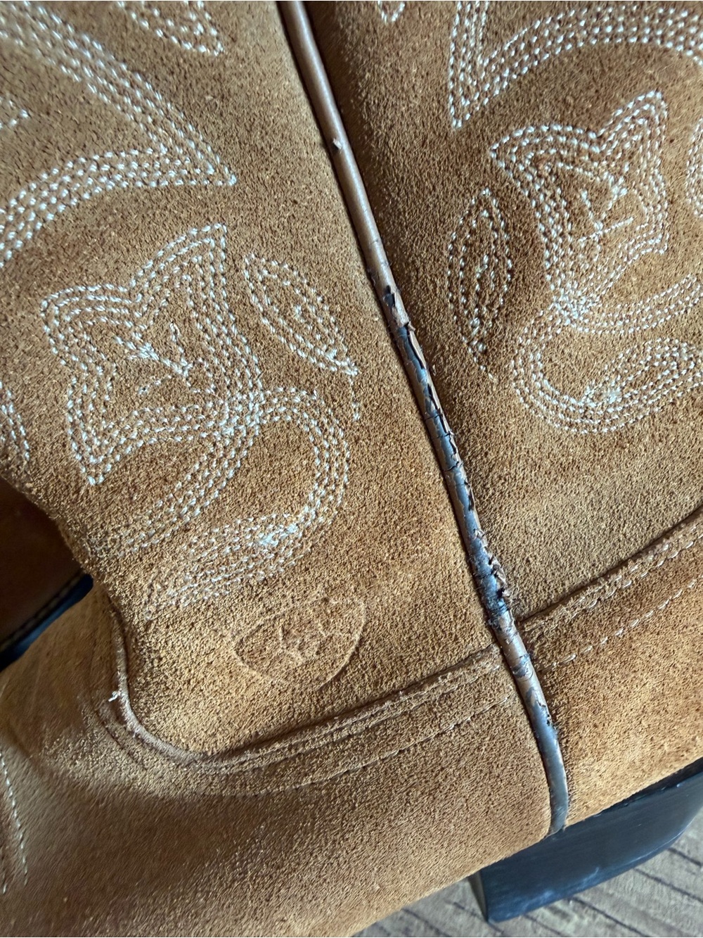 Ariat Brown Heritage Suede Western Cowboy Boot Embroidered Floral Women 7B 15713 - Picture 8 of 13